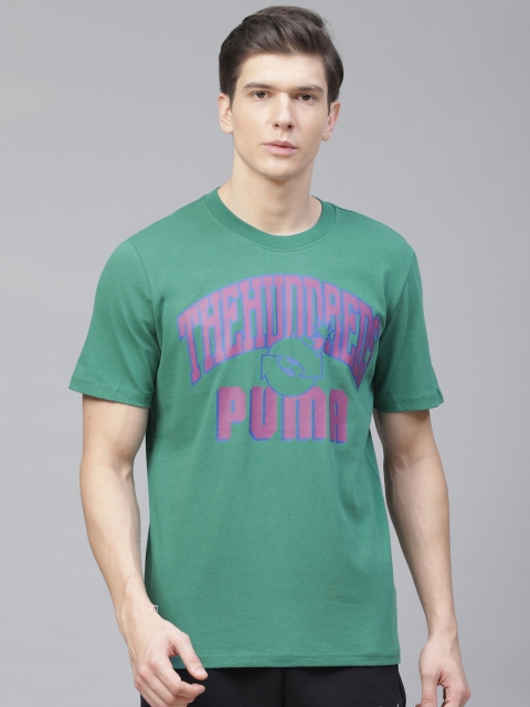

Puma Men Teal Green & Pink The Hundreds Brand Logo Printed T-shirt