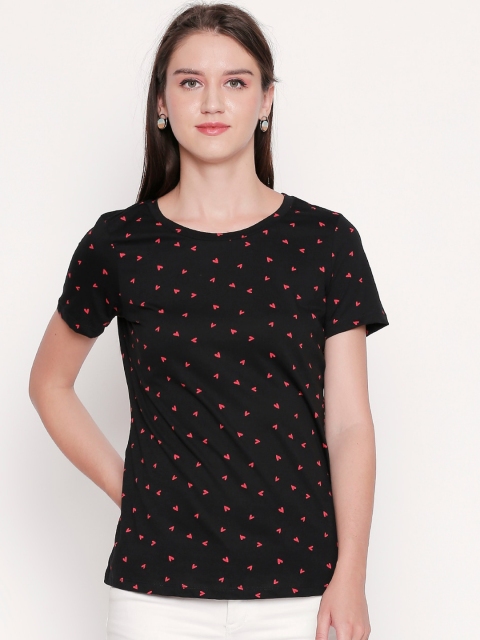 

Honey by Pantaloons Women Black Printed Round Neck T-shirt