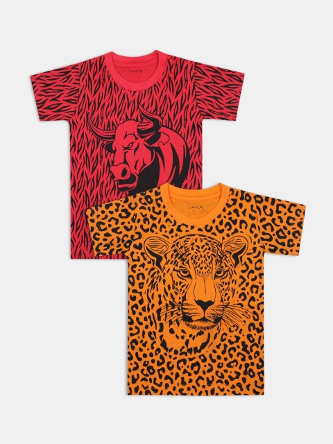 

Luke & Lilly Boys Pack Of 2 Printed Round Neck T-shirts, Maroon