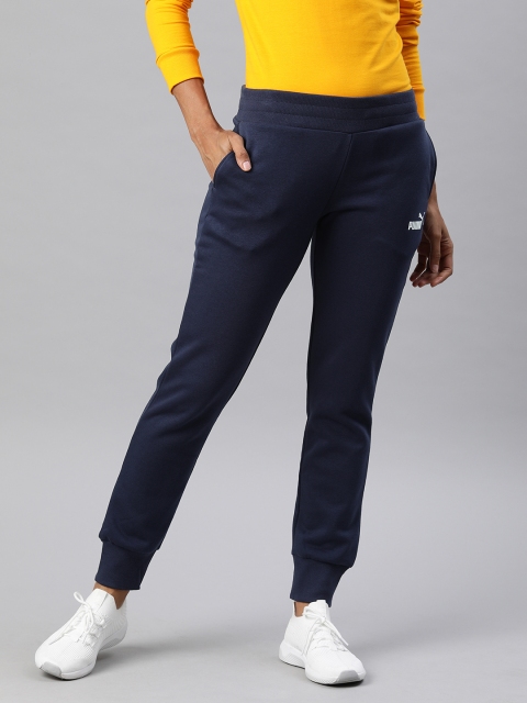 

Puma Women Navy Blue Solid Regular Fit ESS Sweat FL cl Joggers