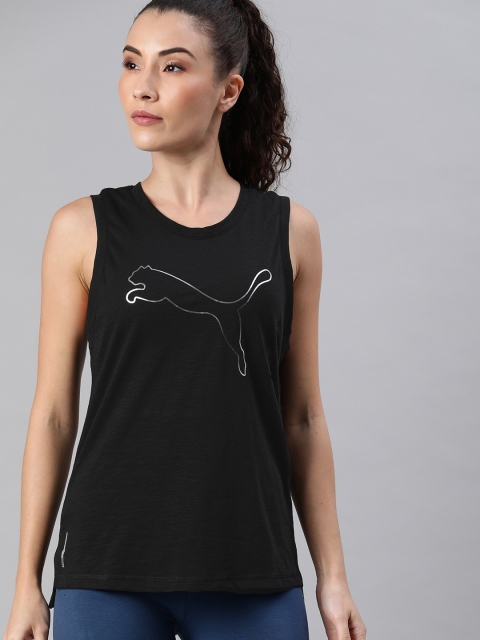 

Puma Women Black Solid Round Neck T-shirt