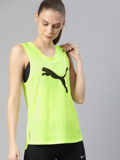 

Puma Women Lime Green Favorite Cat Muscle Printed dryCELL Training Tank Top