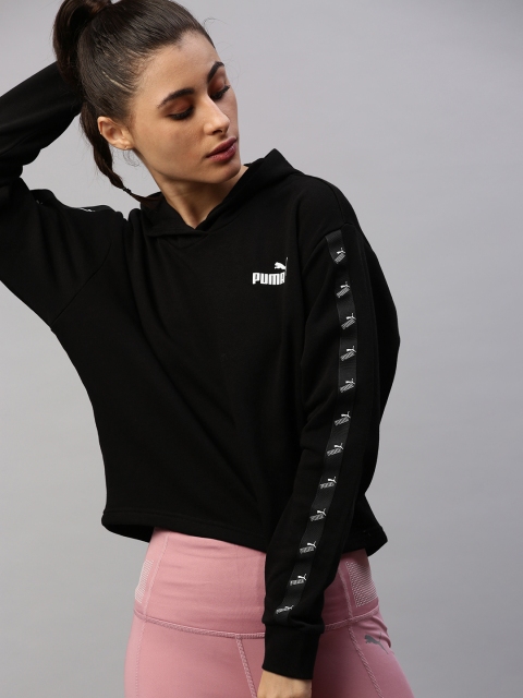 

Puma Women Black Solid Amplified Hooded Cropped Sweatshirt