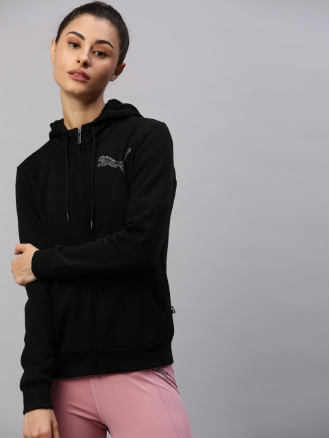 

Puma Women Black Solid KA Full-Zip Hoodie FL Sweatshirt