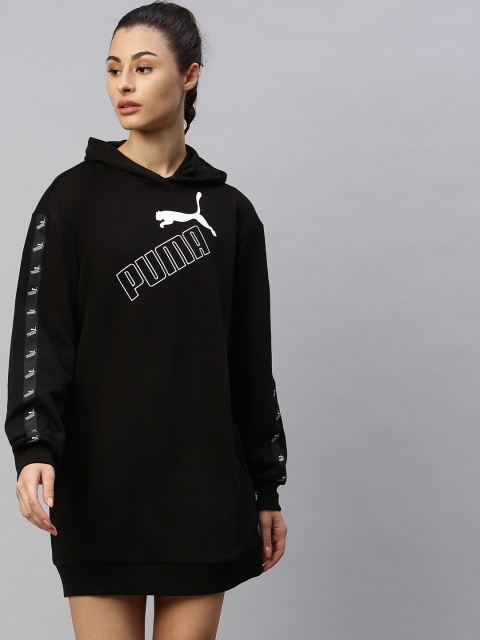 

Puma Women Black Printed Amplified Hooded Sweatshirt Dress