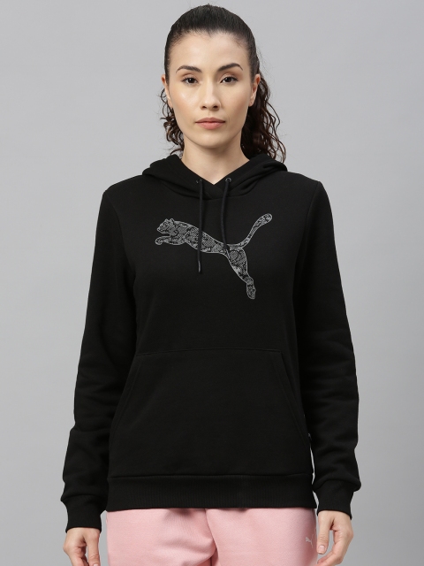 

Puma Women Black Printed Hooded Sweatshirt