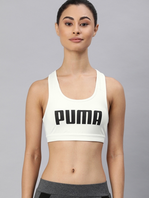 

Puma White & Black Printed Non-Wired Non Padded Sports Bra