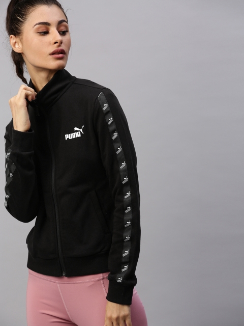 

Puma Women Black Solid Amplified Track Sweatshirt with Side Taping Detail