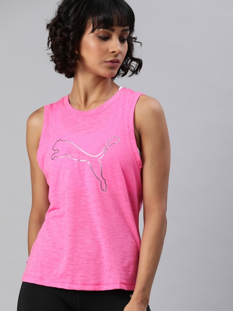 

Puma Women Pink Solid Round Neck T-shirt