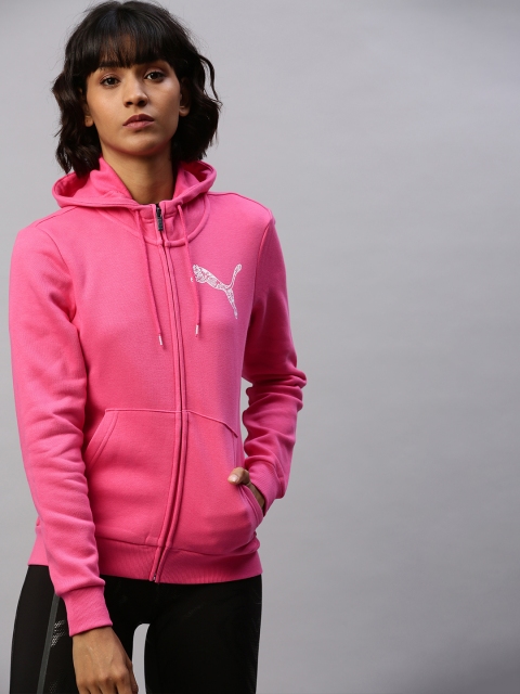 

Puma Women Pink Solid KA Full-Zip Hoodie FL Hooded Sweatshirt