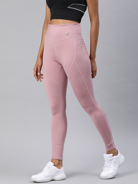 

Puma Women Pink Solid Studio Porcelain dryCELL Ultra Rise Full Training Tights