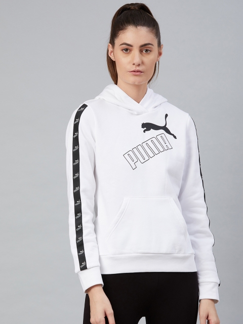 

Puma Women White Amplified Hoodie FL Printed Sweatshirt