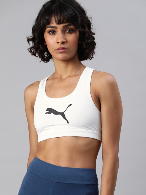 

Puma White Printed Non-Wired Non Padded 4Keeps Workout Bra