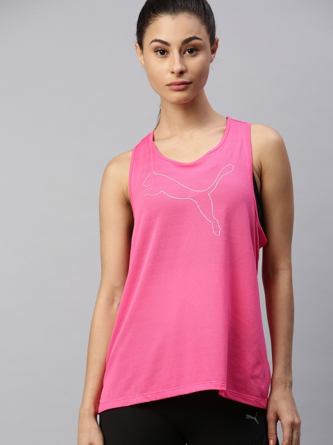 

Puma Women Pink Solid Tank Top With Printed Detailing
