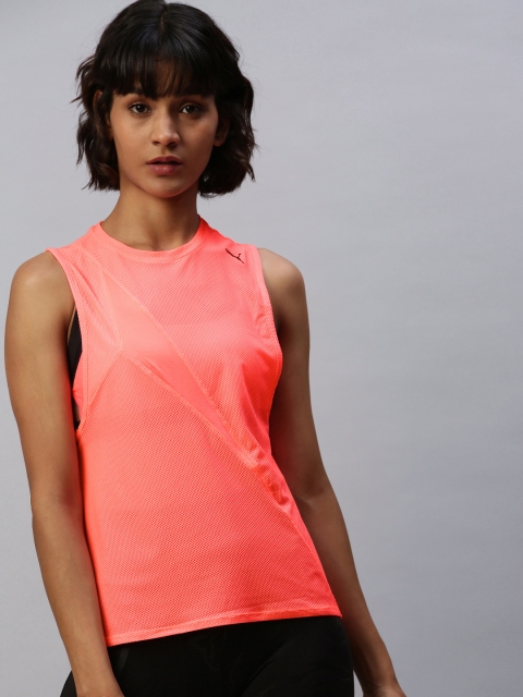 

Puma Women Peach-Coloured Solid Drycell Pearl Mesh Training Tank Top