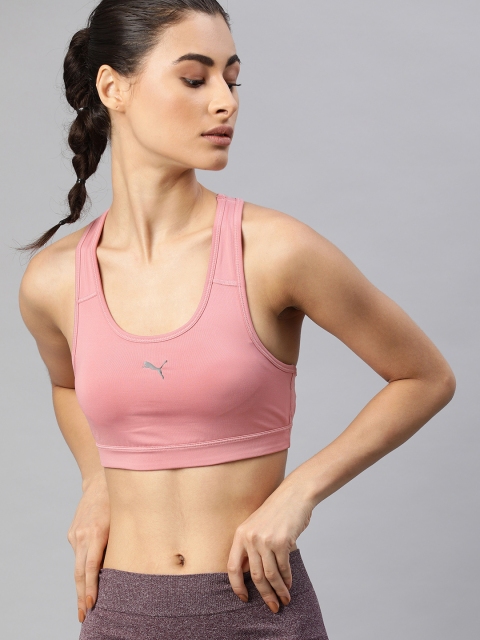 

Puma Pink Solid Non-Wired Lightly Padded Sports Bra