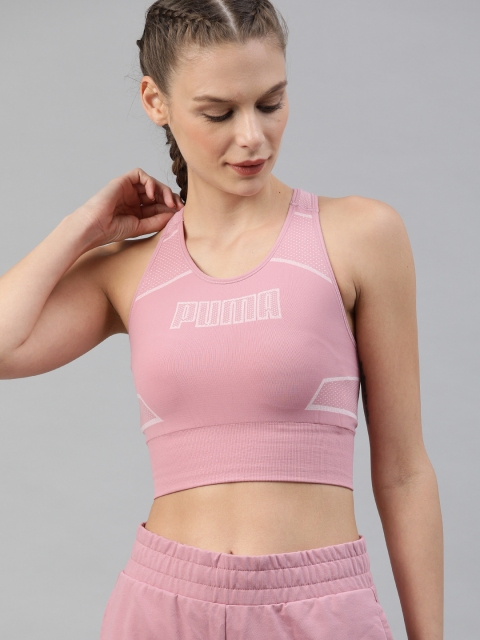 

Puma Women Pink Brand Logo Printed Evostripe Evoknit Crop Tank Top
