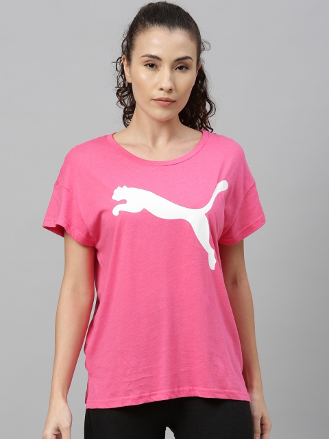 

Puma Women Pink Active Logo Printed Round Neck T-shirt