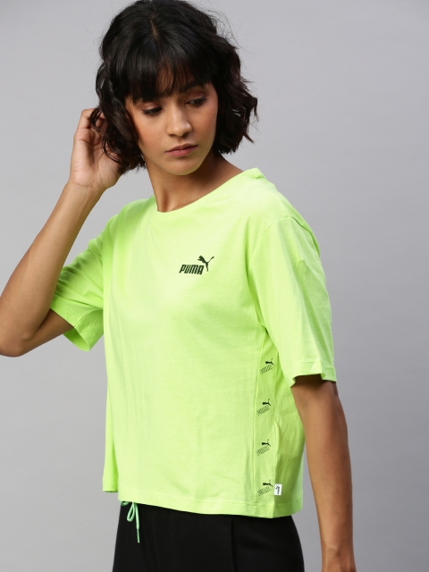 

Puma Women Lime Green Solid Round Neck Amplified T-shirt