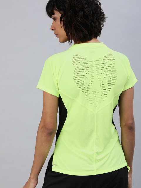 

Puma Women Lime Green Solid Laser Cat SS DRYCELL Round Neck Running T-shirt