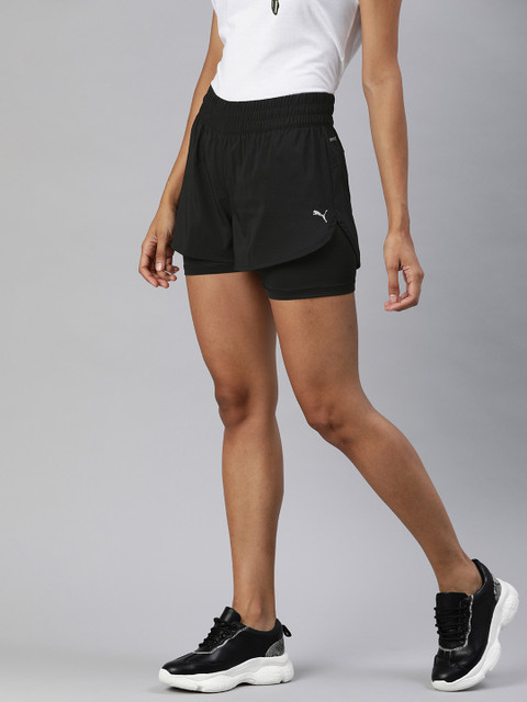 

Puma Women Black Solid Regular Fit DryCell Run Favorite Woven 2in1 Running Shorts