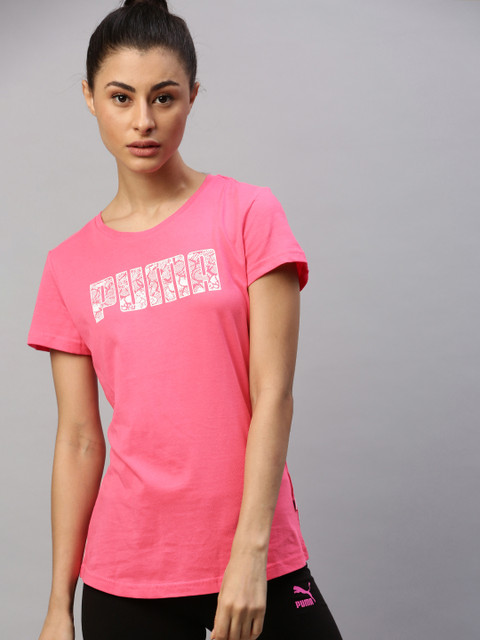 

Puma Women Pink Brand Logo Printed Round Neck T-shirt