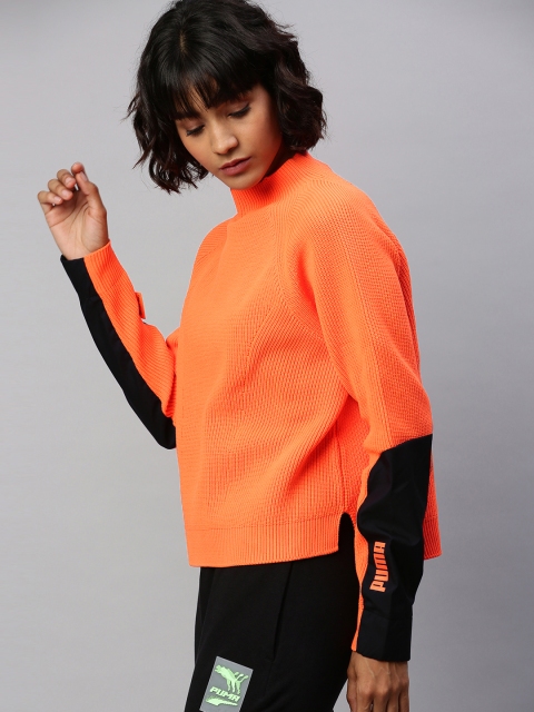 

Puma Women Orange CSM Chunky Evo Ribbed Pullover Knitted Sweater