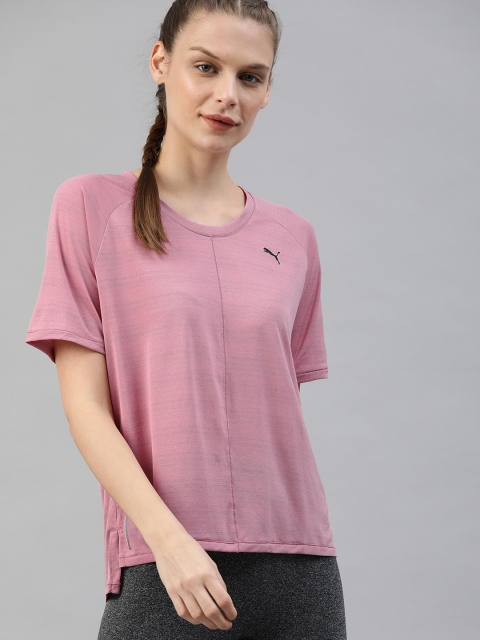 

Puma Women Pink Relaxed Fit Solid dryCELL Round Neck T-shirt
