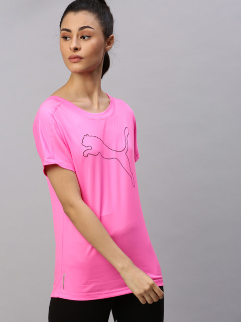 

Puma Women Pink Printed Favorite Jersey Cat Round Neck Training T-shirt