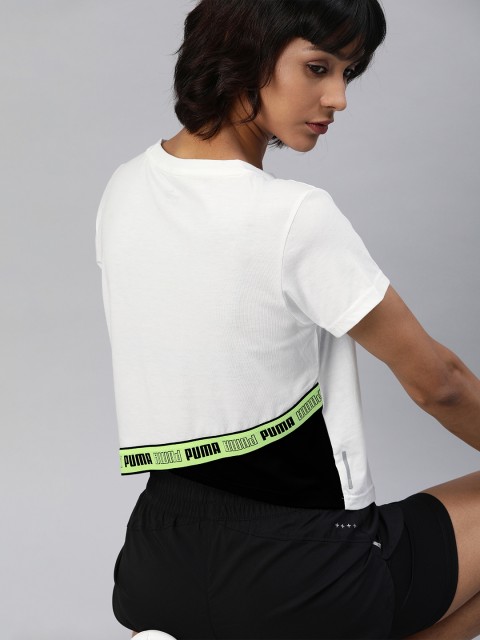 

Puma Women White Printed DryCell Train Logo Round Neck T-shirt