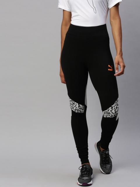 

Puma Women Black & White Colourblocked TFS High Rise Tights