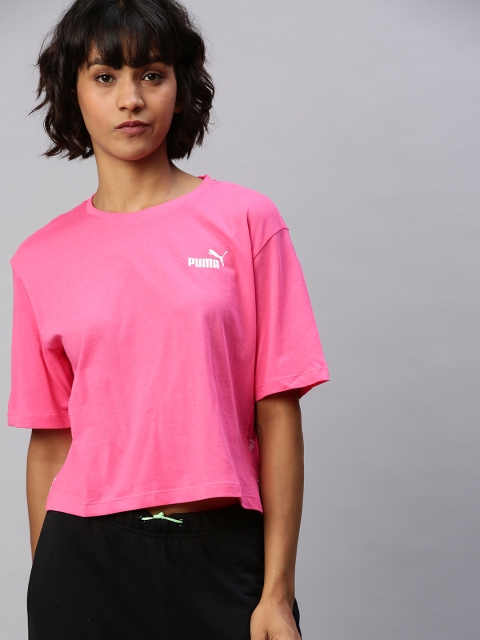 

Puma Women Pink Solid Round Neck Amplified T-shirt