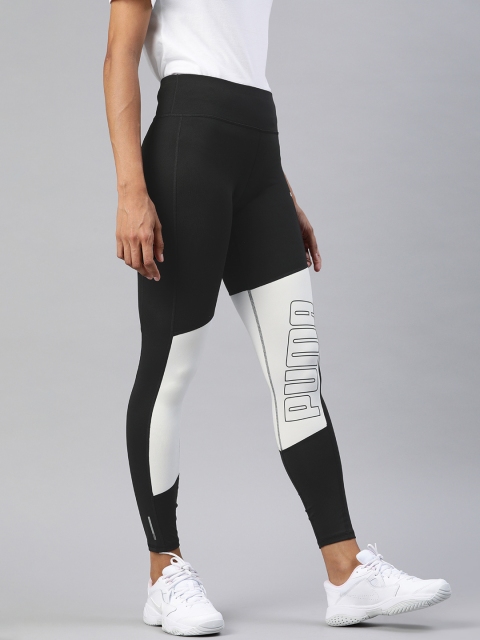 

Puma Women Black & White Colourblocked dryCell Favorite Logo Running Tights