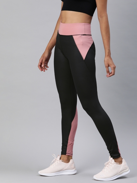 

Puma Women Black & Pink Colourblocked dryCELL Lace High Rise Running & Training Tights