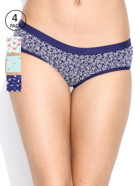 

Amante Women Pack of 4 Assorted Briefs, Navy blue