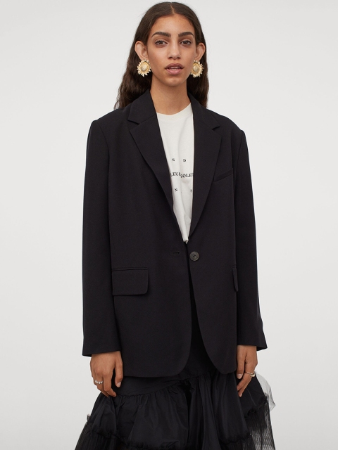 

H&M Women Black Single-breasted Jacket