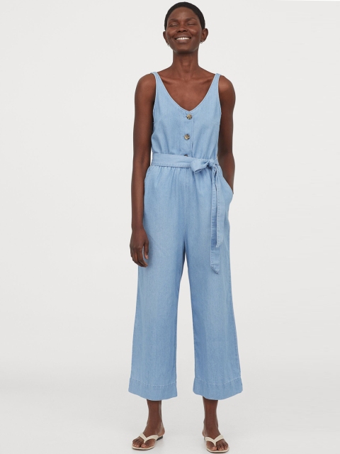 

H&M Women Blue Cropped Jumpsuit