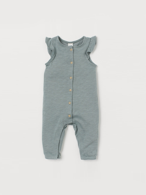 

H&M Girls Sage Green Slub Jersey Romper Suit