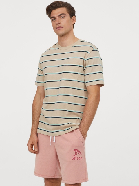 

H&M Men Pink Solid Sweatshirt Shorts