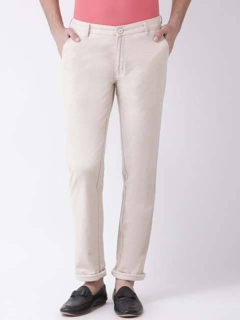 

COBB Men Cream-Coloured Slim Fit Solid Chinos
