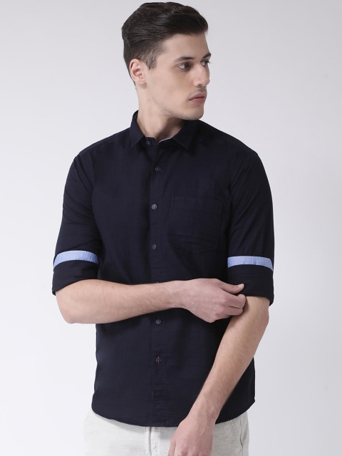 

COBB Men Navy Blue Slim Fit Solid Casual Shirt
