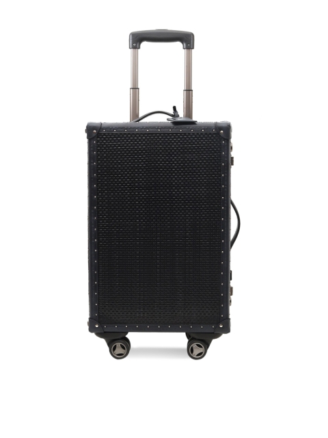 

Da Milano Unisex Navy Blue Textured Leather Medium Trolley Suitcase