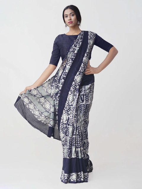 

Unnati Silks Blue & White Pure Cotton Printed Kota Saree