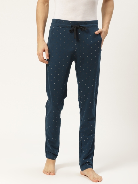

Sweet Dreams Mens Teal Blue & Beige Printed Lounge Pants