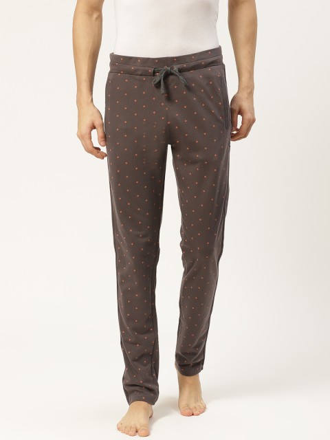 

Sweet Dreams Mens Charcoal Grey & Rust Orange Printed Lounge Pants