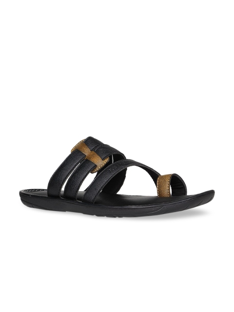 

Regal Men Black Leather One Toe sandals