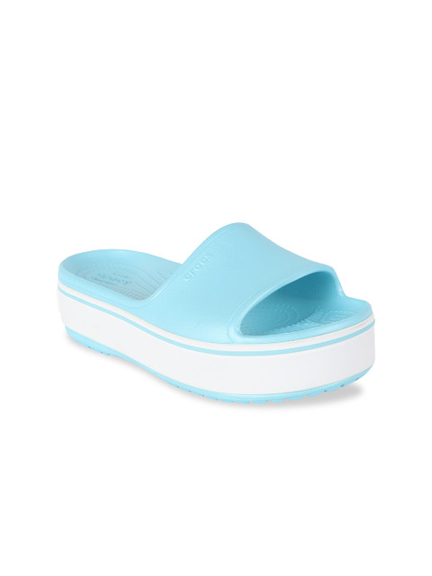 

Crocs Unisex Blue & White Solid Platform Sliders