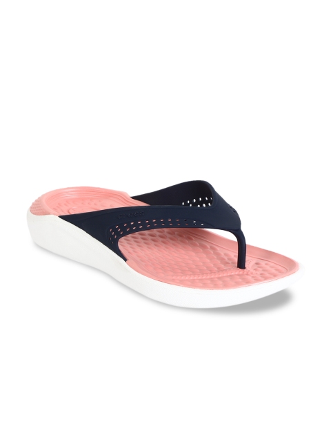 

Crocs Unisex Navy Blue & Orange Solid Thong Flip-Flops