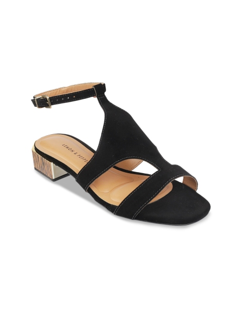 

LEMON & PEPPER Women Black Solid Block Heels