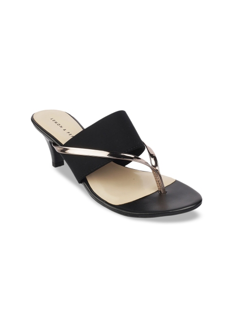 

LEMON & PEPPER Women Black Solid Kitten Heels